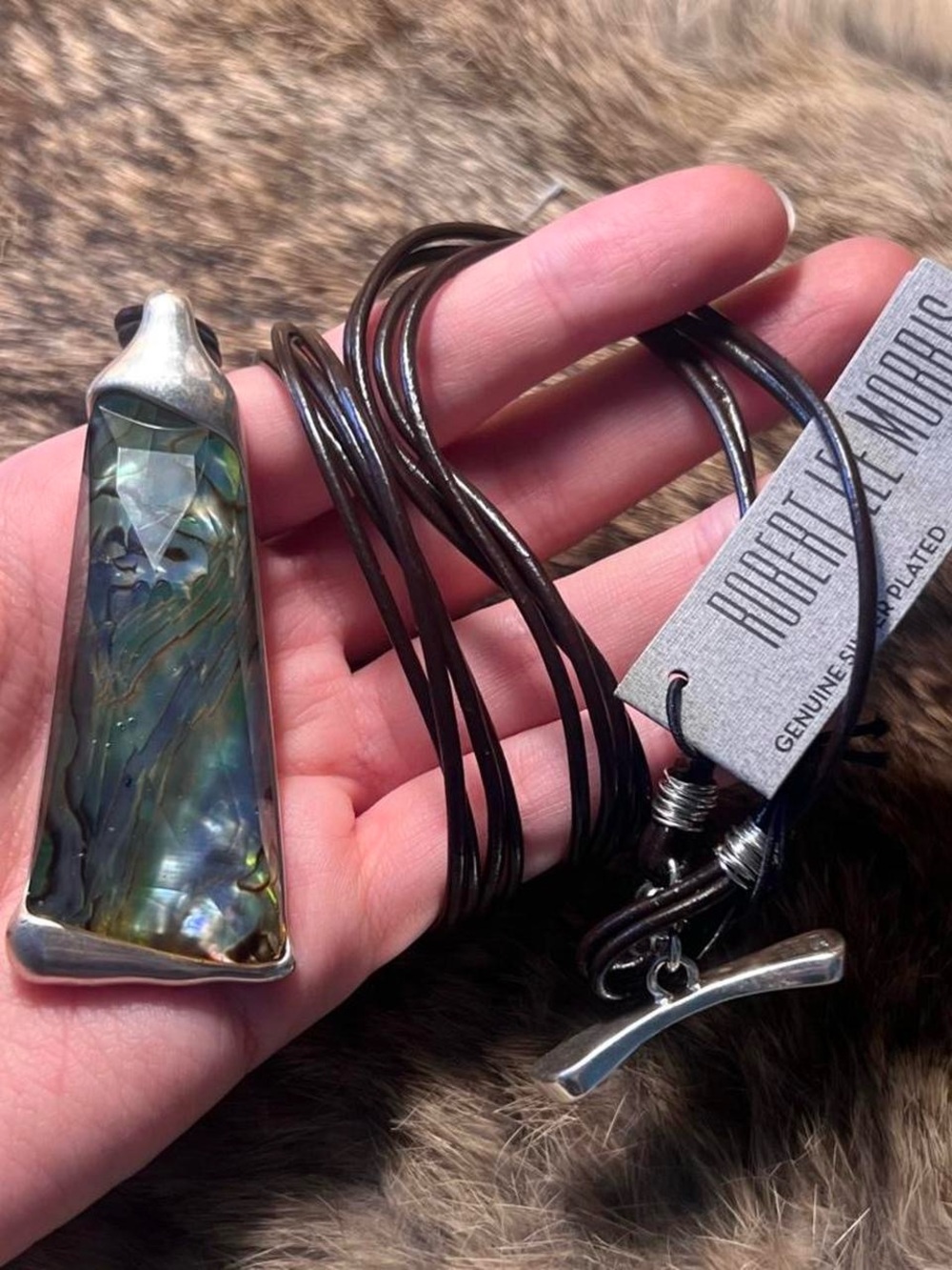 RLM silver plated resin abalone pendant
